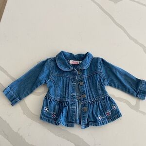 Vintage young hearts flower embroidered jean jacket